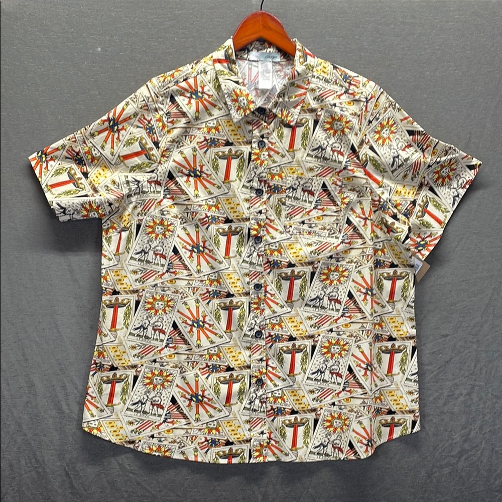Red and Yellow Casual Button Down Shirt with Classic Fit